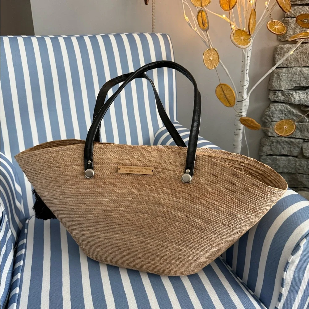 Hand painted Evil Eye Tote Bag Straw Beach Summer Bag - Picture 2 of 4